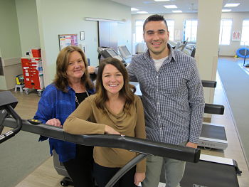 Certified cardiac rehab professionals Lisa Boysworth, Natalie Swiger and Erik LeRoy pause in between patients at the Cardiac Rehabilitation department at Dosher Wellness Center.