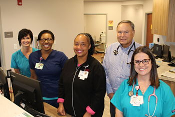 Dr. James McCriskin (4th from left) poses with Cape Fear Heart Associates colleagues Diane, Ashia, Sabrina and Amber.