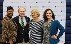 L-R: Lynda Stanley, President, Dosher Memorial Hospital Foundation, Tom Rabon and Susan Rabon of the Tom and Susan Rabon Charitable Foundation, and Elizabeth Wassum, Executive Director, Brunswick Community College Foundation